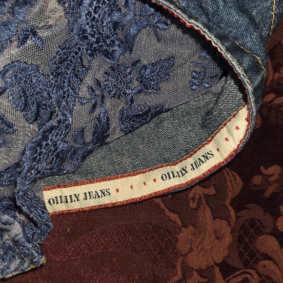 Oilily Denim Ruffle Lace Hemmed Skirt Woman's Size 42 US Size 10 - Picture 7 of 8